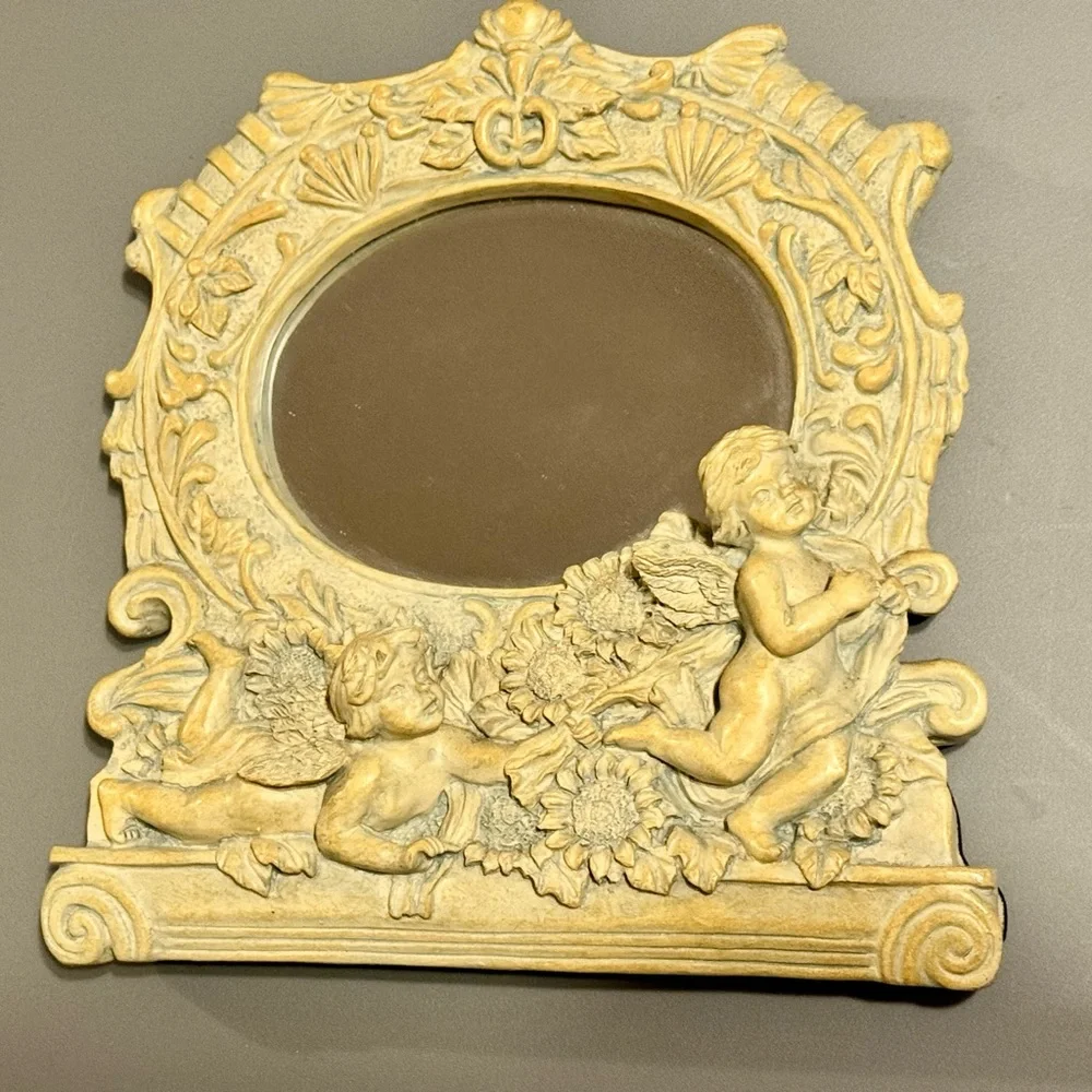Wang's International Vanity Mirror Renaissance Angel Cherub Ivory 7.5 in Vintage